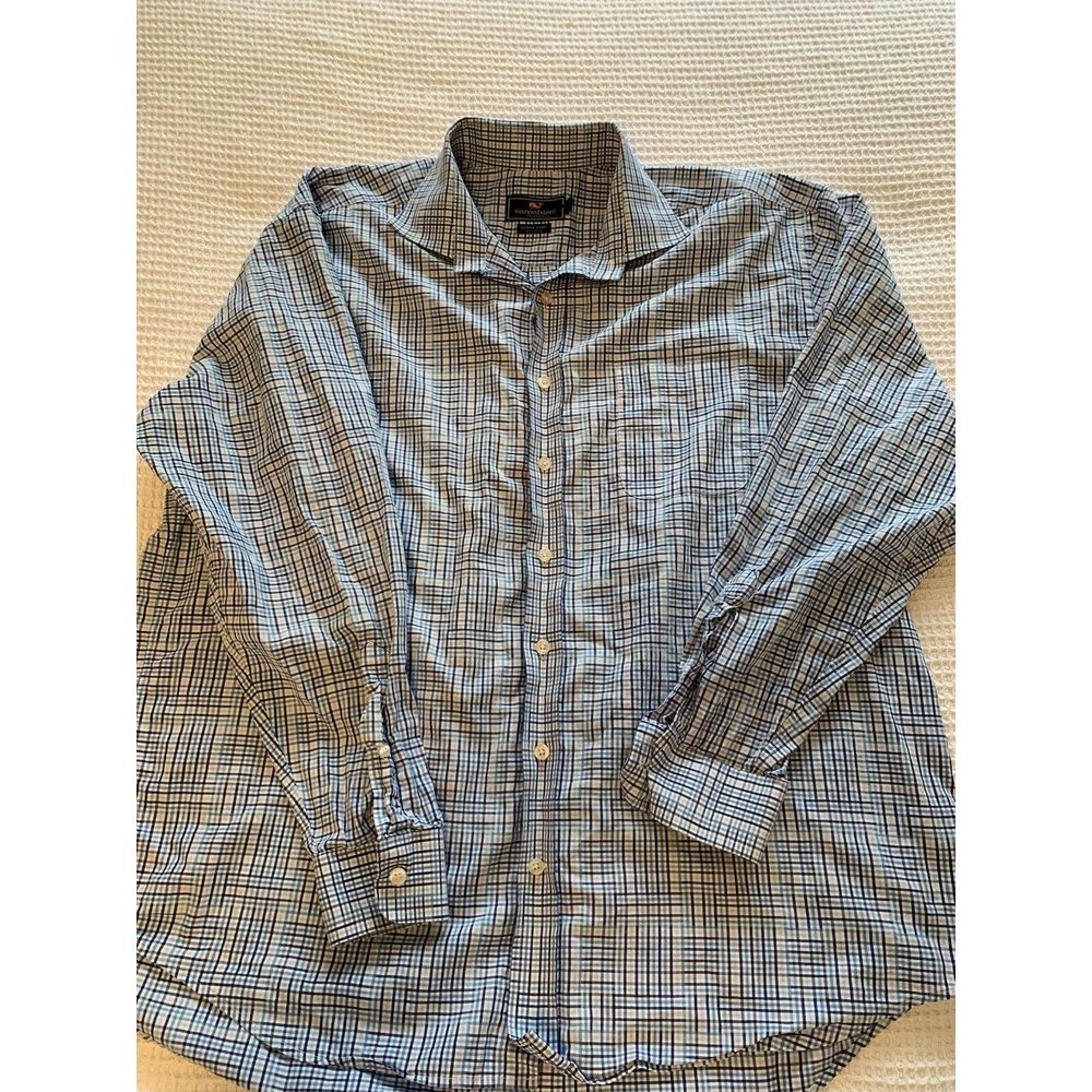 Vineyard Vines Cooper Shirt Mens XL Button Up Classic Fit Plaid Long Sleeve Blue